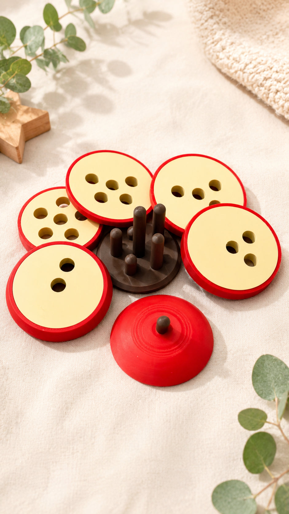 Apple Stacking Toy, Montessori Inspired Threading Puzzle