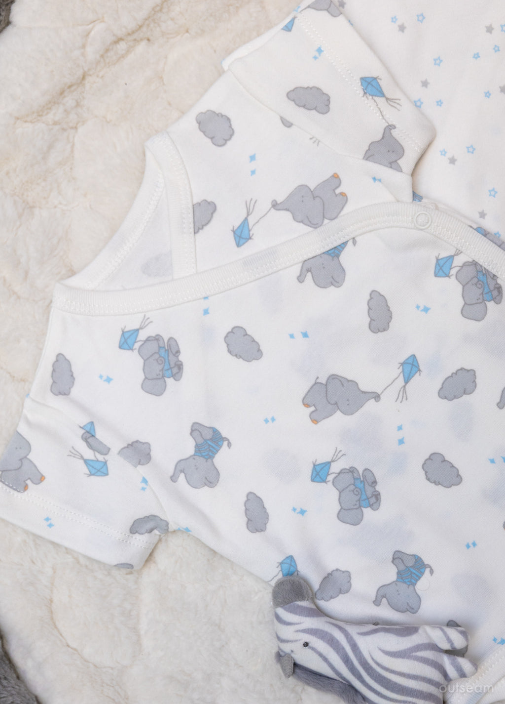 Outseam Bodysuit Set Blue Elephants Stars — detail view 2