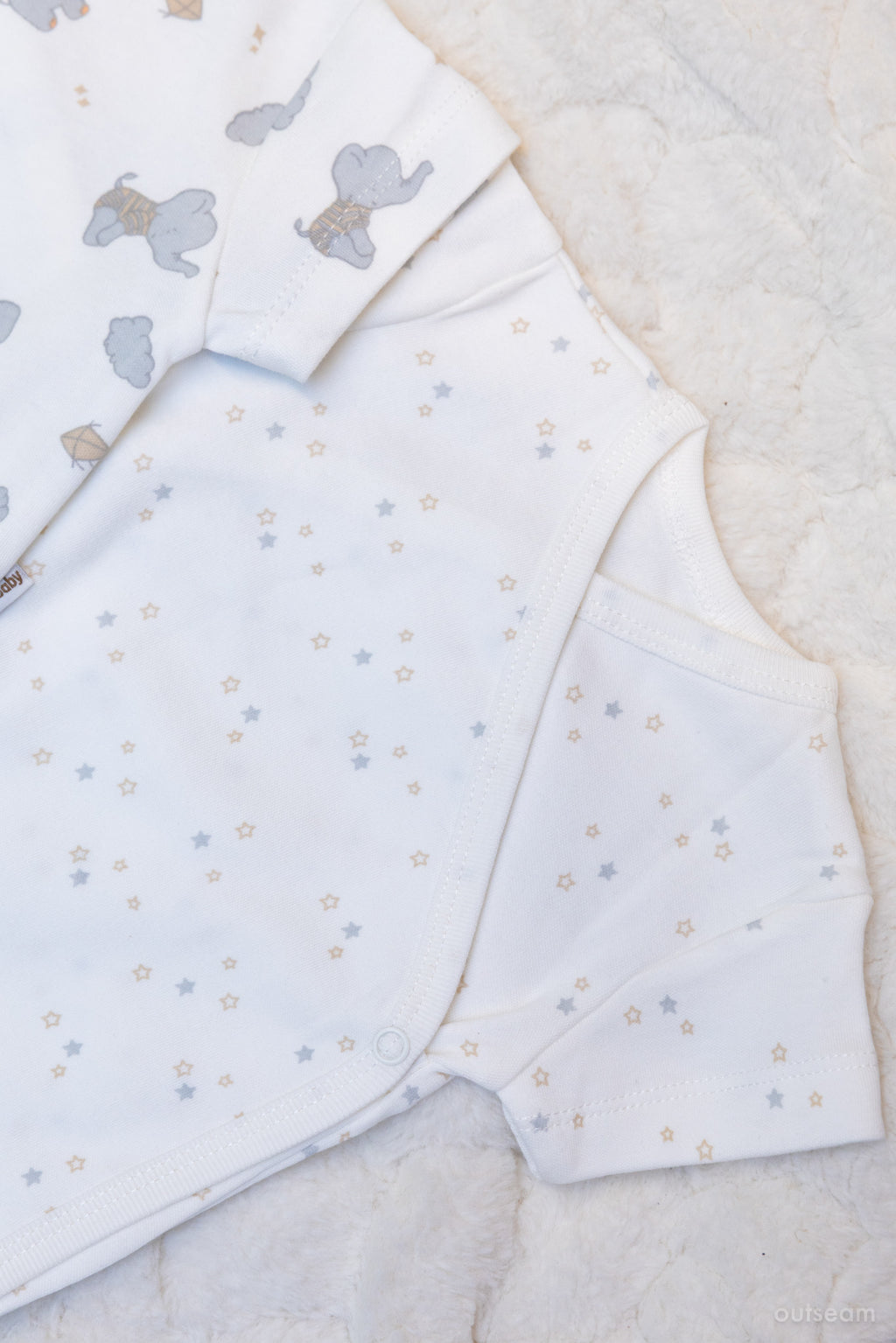 Outseam Bodysuit Set Brown Elephants Stars — detail view 3